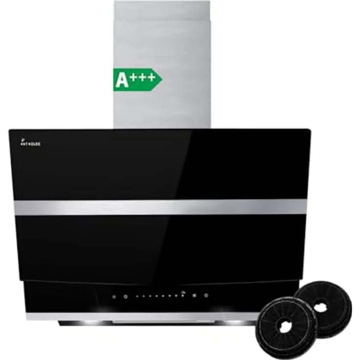 KKT KOLBE HERMES6005S Dunstabzugshaube 60 cm Edelstahl schwarzes Glas LED-Beleuchtung SensorTouch-Bedienung A+++energieeffizient