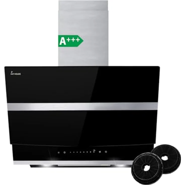 KKT KOLBE HERMES6005S Dunstabzugshaube 60 cm Edelstahl schwarzes Glas LED-Beleuchtung SensorTouch-Bedienung A+++energieeffizient – Bild 1