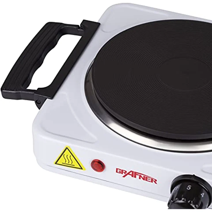 Grafner KP10877 Kochplatte einzel 1000 Watt mit klappbaren Griffen Weiß – Bild 6