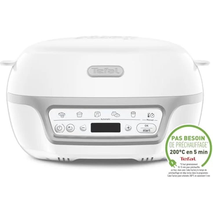 Tefal Cake Factory Délices Kuchenmaschine, 5 Auto-Programme, CreaBake, Muffinformen, Madeleine, Minicake, große antihaftbeschichtete Form, KD812110, Silberfarben – Bild 2