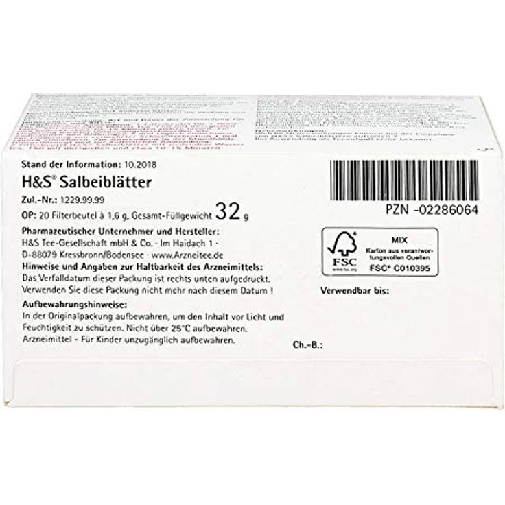 H&S Salbeiblätter Tee, Filterbeutel 20x1,6 g, bei Entzündungen der Mund- und Rachenschleimhaut – Bild 6