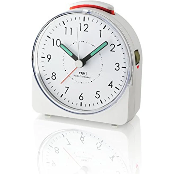 TFA Dostmann Analoger Funk-Wecker Sunrise, 60.1513.02, leises Uhrwerk, Weckalarm mit Snooze-Funktion, weiß – Bild 1