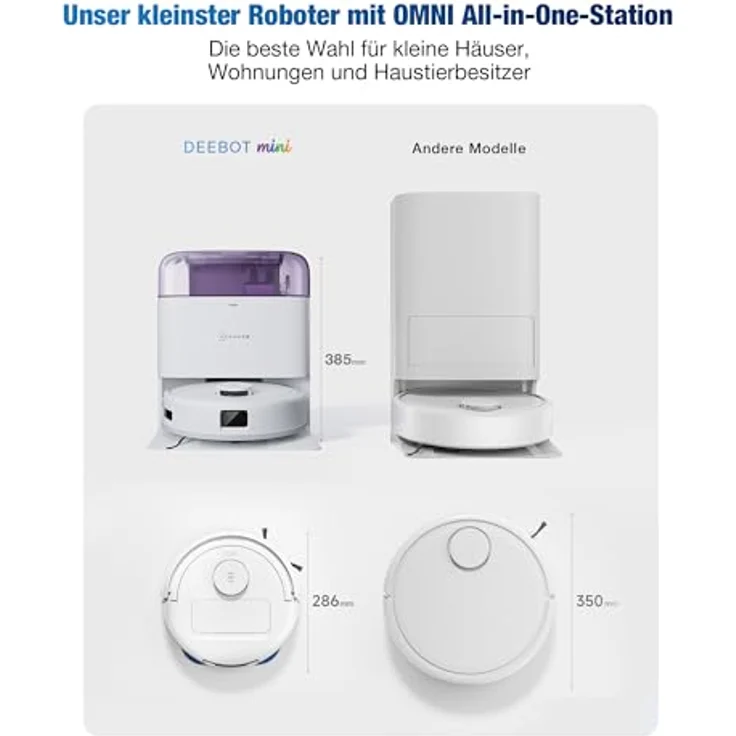 ECOVACS DEEBOT MINI, lilafarbener Saugroboter mit 8.000 Pa Saugkraft, Staubbeutel und Saug- und Wischfunktion – Bild 3