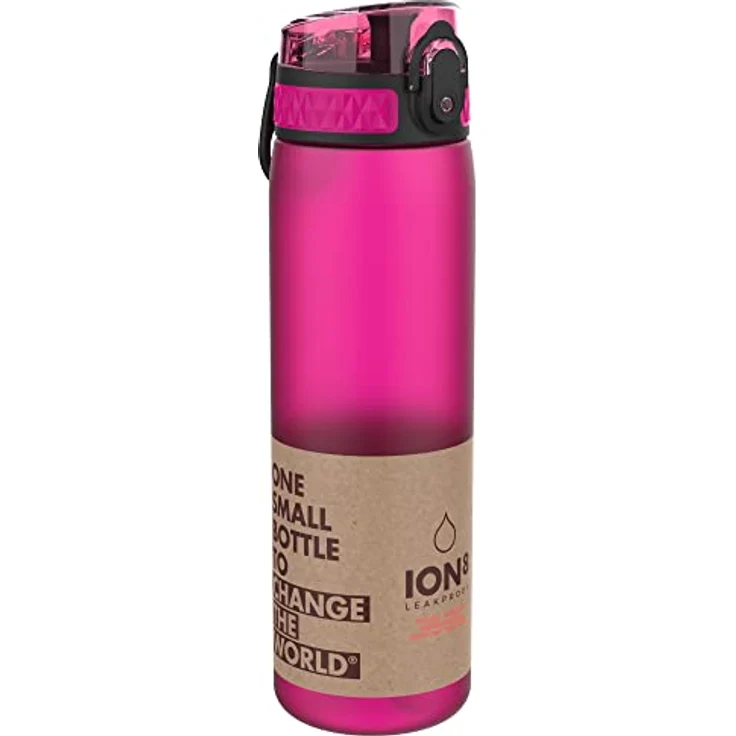 Ion8 auslaufsichere schlanke Wasserflasche - Trinkflasche, BPA-frei, 500ml - 18oz, Rosa (Frosted Pink) – Bild 10