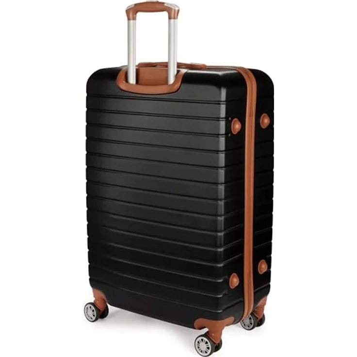 BRUBAKER Hartschalen Koffer Paris - Rollkoffer XL mit Zahlenschloss, 4 Rollen und 360°-Rollen - Schwarz und Hellbraun – Bild 2