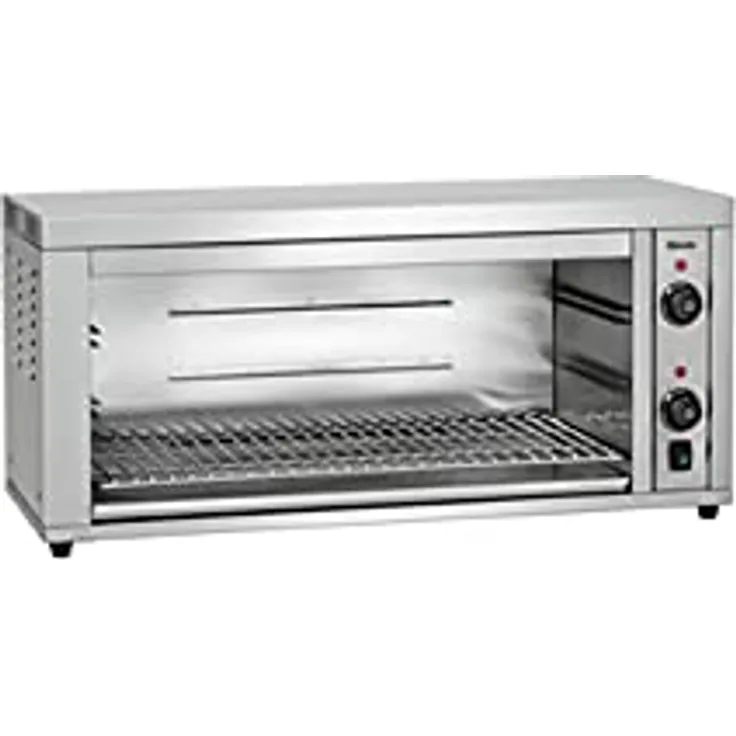 Bartscher Salamander 700-2Z II, Minibackofen mit 4,4 kW Leistung, Edelstahl, 2 Heizzonen, Grillrost 70,5 x 32,0 cm
