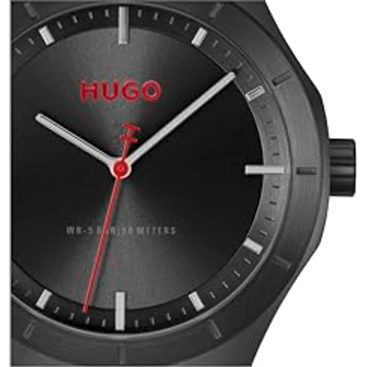 HUGO Armbanduhr #LIT, 3-Zeiger-Quarzwerk, 42 mm Edelstahlgehäuse, schwarzes Zifferblatt, schwarzes Edelstahlarmband mit PVD-Beschichtung, 5 ATM wasserdicht – Bild 4