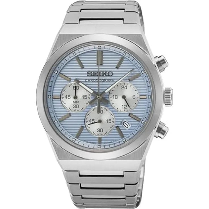 Seiko Herren-Sport-Chronograph SSB459P1, 40 mm, Saphirglas, wasserdicht bis 100 m, Edelstahl-Armband, Datumsanzeige und 1/5-Sekunden-Chronograph – Bild 2