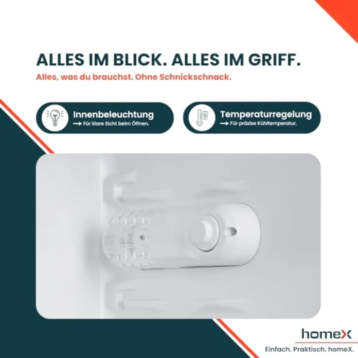 homeX CS0881-W Kühlschrank ohne Gefrierfach, 90L kompakt, freistehend, weiß, leise, energieeffizient – Bild 6