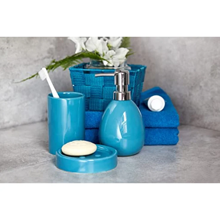 WENKO Aufbewahrungskorb Adria Mini Petrol - Badkorb, quadratisch, Kunststoff-Geflecht Fassungsvermögen: 1.568 l, Polypropylen, 14 x 9 x 14 cm, Petrol – Bild 2