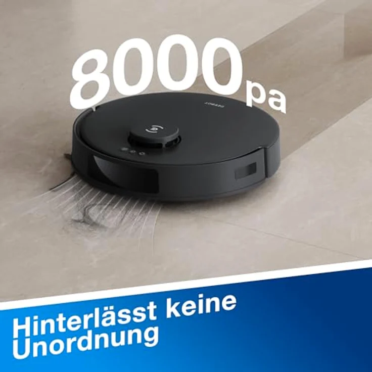 ECOVACS DEEBOT N20 PRO Plus Saugroboter mit Wischfunktion, Automatischer Entleerung Station, 8000Pa Saugkraft, Anti-Haar-Verhedderung, bis zu 300 Minuten Laufzeit, Schwarz – Bild 4