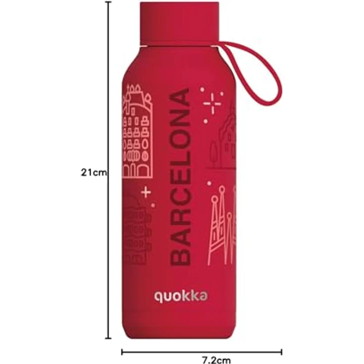 Quokka Solid with Strap, Thermoskanne aus Edelstahl 510 ml, isoliert, BPA-frei, Cherry Red – Bild 2