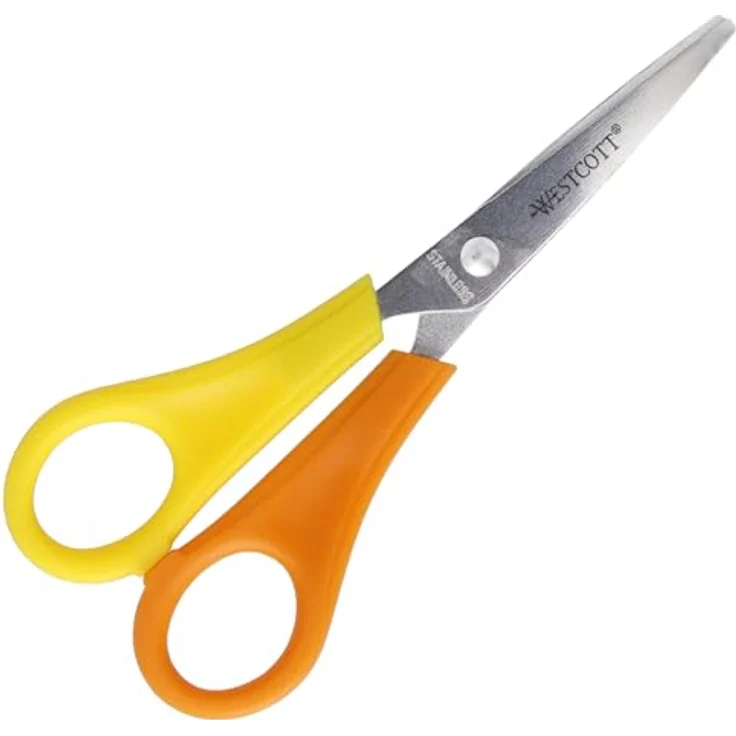 Westcott E-21596 00 Lefty Kinderschere mit Spitze für Linkshänder, 13 cm, Maß 5 cm, rot-gelb – Bild 2