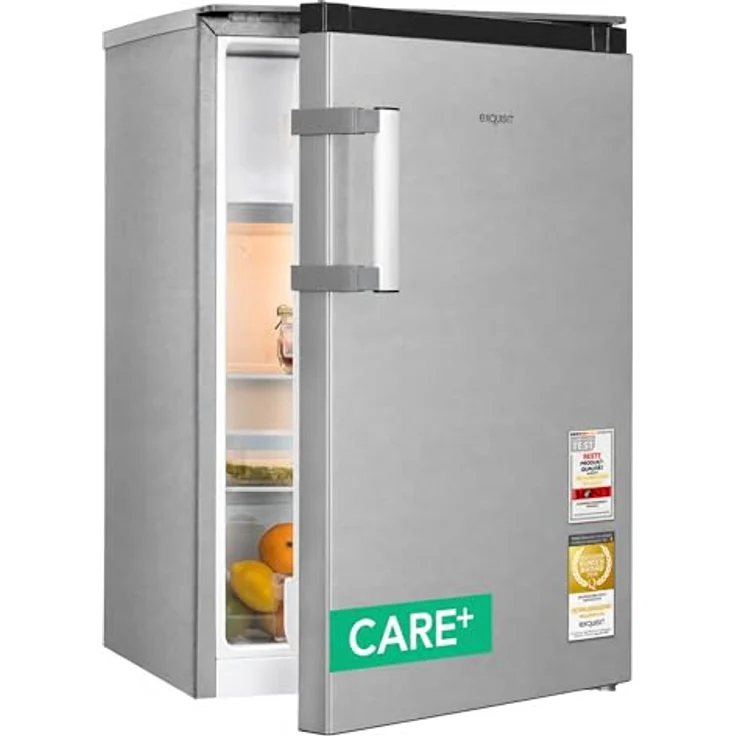 Exquisit KS16-4-HEA-090E Care inoxlook, Kühlschrank mit 4-Gefrierfach 121 l, Super-Kühl-Modus, elektronische Temperaturregelung, 54,5 cm breit – Bild 1