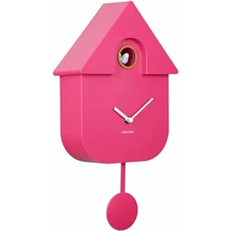 Karlsson Kuckucksuhr Modern Cuckoo, rechteckige Wanduhr in Rosa, Thermoplast, 8.5x21.5x41cm, ideal für Wohnzimmer und Schlafzimmer – Bild 1
