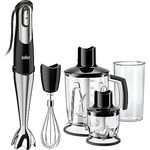 Braun Multiquick MQ 745 Aperitive Stabmixer – SmartSpeed-Technologie, 750 W, 4-teiliges Zubehör-Set, schwarz/Edelstahl