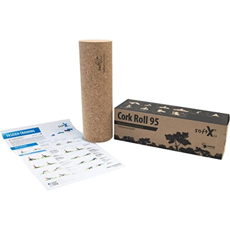 SoftX Faszienrolle Kork 95, rutschfester Faszientrainer aus recyclebarem Material, beige