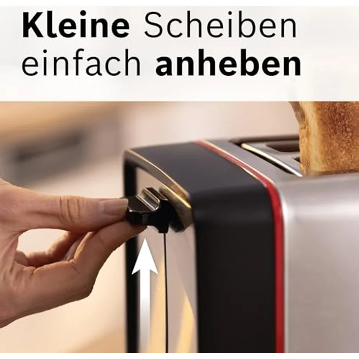 Bosch Kompakt Toaster MyMoment TAT6M420, entnehmbarer klappbarer Brötchenaufsatz, mit Auftaufunktion, Abschaltautomatik, Liftfunktion, Brotzentrierung, ideal für 2 Scheiben, 800 Watt, Edelstahl – Bild 4
