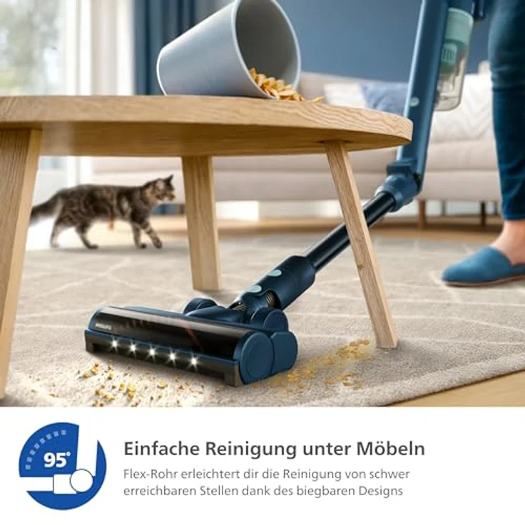 Philips Nass-Trocken-Akkusauger XC5242/10 5000 Series „Teppichwunder“, 50,4 W, beutellos, mit Aqua-Modul, 60 Minuten Laufzeit, blau – Bild 2