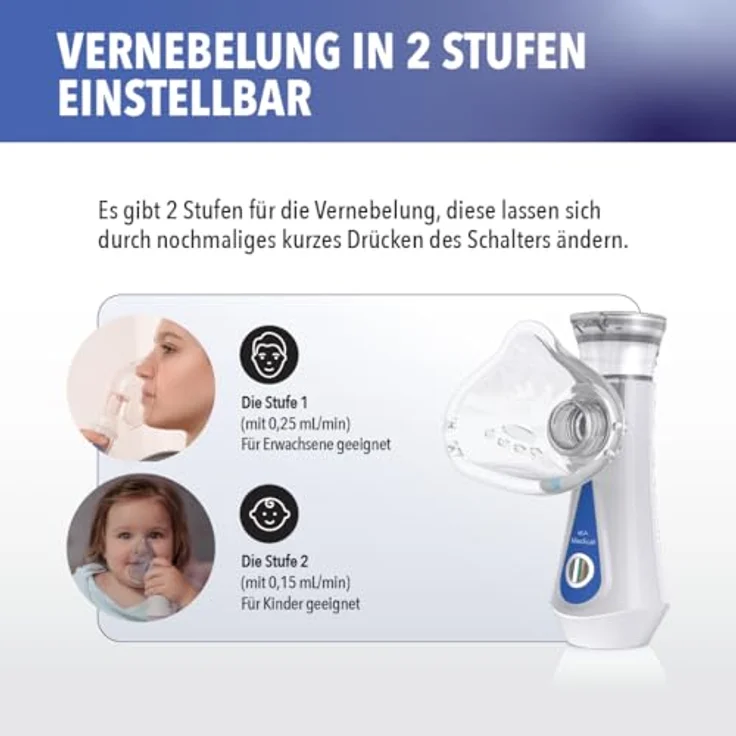 IEA Medical Inhalationsgerät, Vernebler mit USB-C Ladekabel, super feine Zerstäubung, blau - Preisvergleich – Bild 3