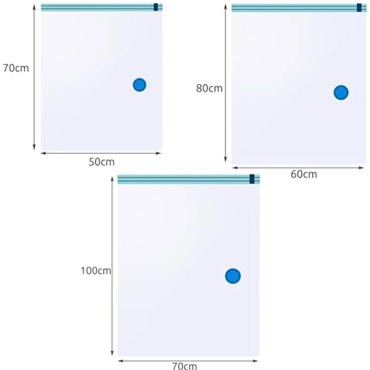 Ruhhy Vakuumierbeutel Vakuumbeutel-Set für Kleidung 15-teilig: Wiederverwendbar, 3 Größen, Transparent/Blau - Preisvergleich – Bild 3