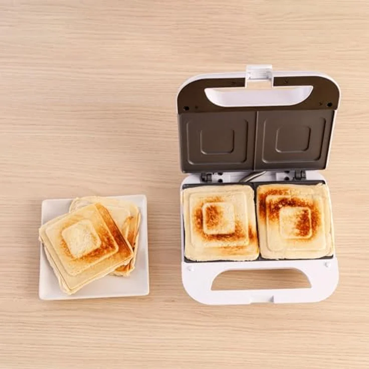 Solac Sandwichmaker SD5054, Kontaktgrill mit 750 W Leistung und antihaftbeschichteten Platten, Weiß – Bild 8