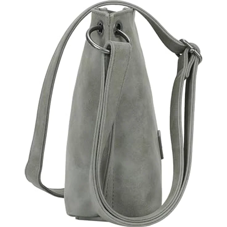 Fritzi aus Preußen Fritzi03N Vintage Umhängetasche, graue Crossbody Bag aus weichem Material mit verstellbarem Schulterriemen und Zipperfach – Bild 5