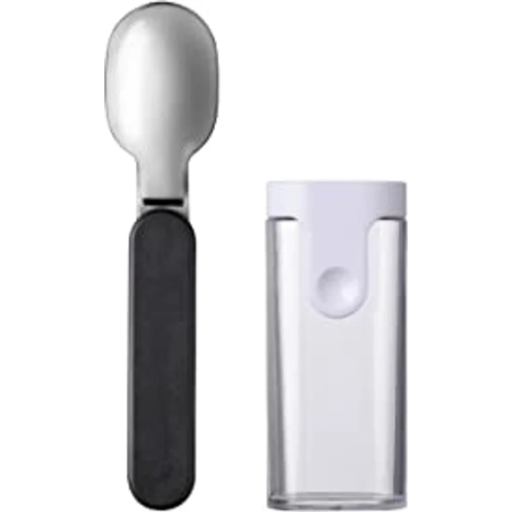 Mepal - Klapplöffel Ellipse - Wiederverwendbarer Löffel zum Mitnehmen - Klapplöffel für Joghurtbecher - Reisebesteck - Inklusive Aufbewahrungsetui - Edelstahl - Nordic black – Bild 1