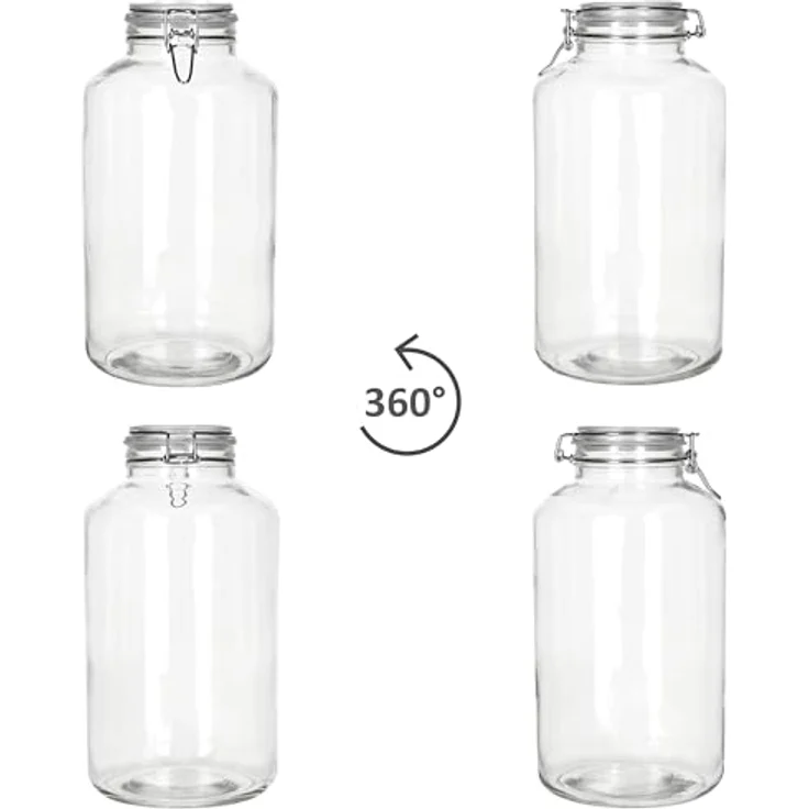 MamboCat 2x NORMA Vorratsglas 6L, luftdichtes Einmachglas aus Glas mit Bügelverschluss, spülmaschinengeeignet, transparent – Bild 4