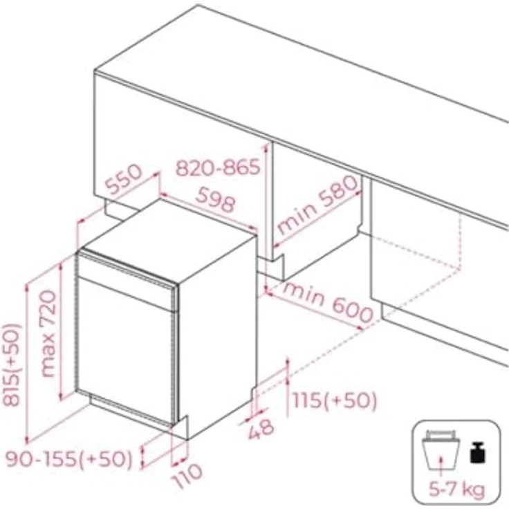 Teka DFI 46710, Voll integrierter Geschirrspüler, 12 Maßgedecke, 5 Programme, 47 dB, Weiß – Bild 4