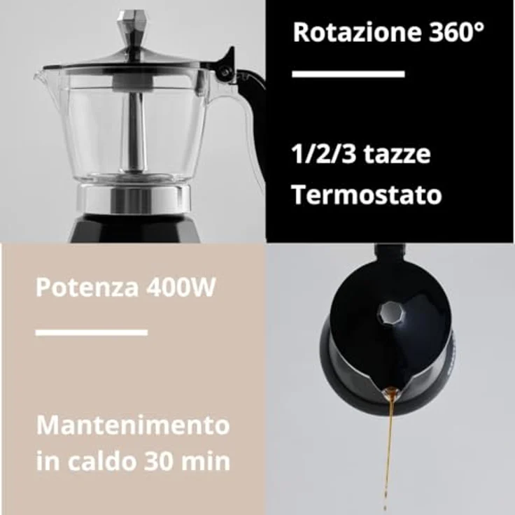 G3Ferrari G10028 elektrischer Espressobereiter Bonjour für 3 Tassen mit Warmhaltefunktion – Bild 4