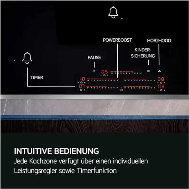 AEG TI84IF0FRB, Induktionskochfeld autark 80cm mit FlexBridge®-Kochzone, PowerSlide Ankoch-Automatik und Hob²Hood-Funktion, Made in Germany – Bild 2