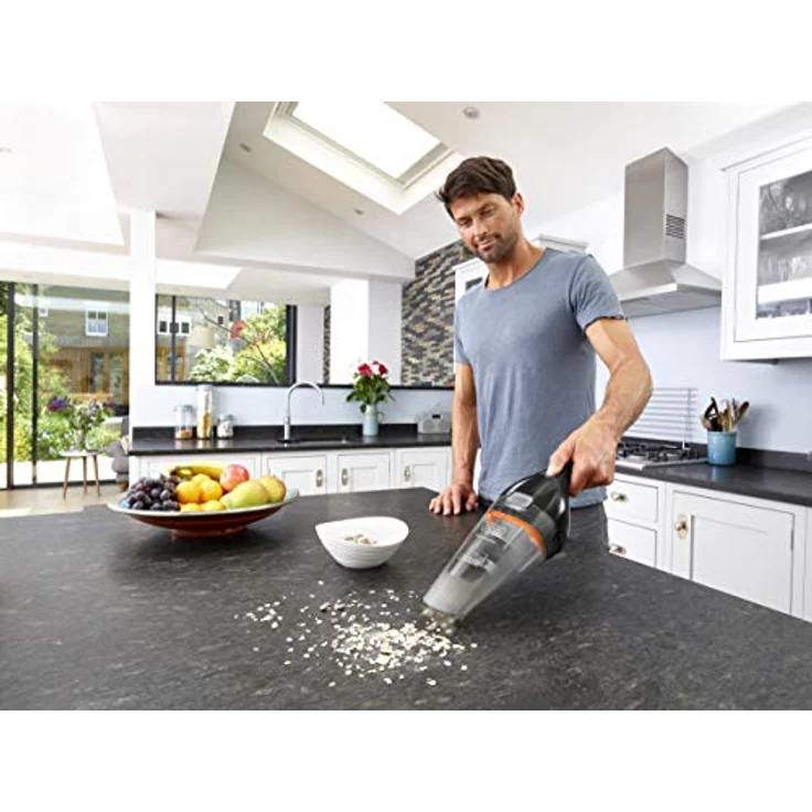 Black + Decker NCV115JL-QW, NVC115JL-QW Handstaubsauger, kabellos, 8 Airwatts-3,6 V-1,5 Ah, Kapazität des Schüssels: 325 ML-Ladegerät per Klinkenstecker, Schwarz – Bild 6
