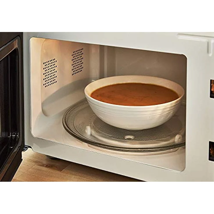 Swan Nordic Digitale Mikrowelle, Standgerät, 20 Liter Garraum, 6 Betriebsstufen, 800 Watt, 30 Minuten Timer, einfache Reinigung, Auftaumodus, modernes Design, Griff in Holzoptik, Weiß matt – Bild 5
