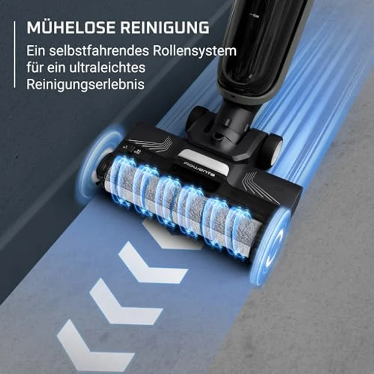 Rowenta X-Clean 4 kabelloser Nass- und Trockenstaubsauger, zeitsparende 2-in-1 Reinigung mit Saugen und Wischen, intelligente Schmutzerkennung, extra-lange Laufzeit, Grau – Bild 4