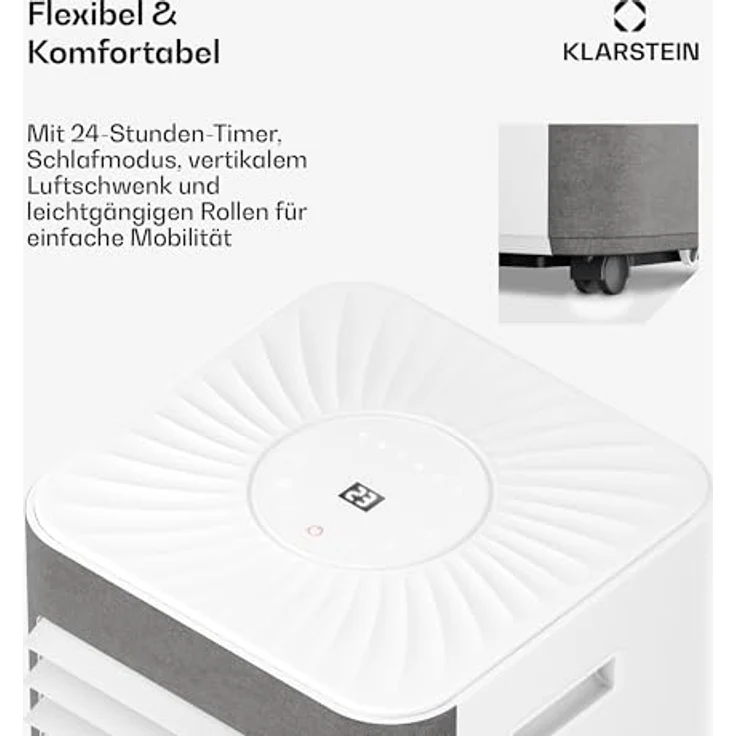 Klarstein AireLux Mobile Klimaanlage 9.000 BTU, 3-in-1: Kühlung, Entfeuchter & Ventilator, für Räume bis 33 m², Smart App & Sprachsteuerung, Grau – Bild 5