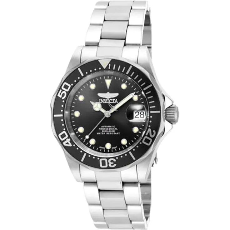 Invicta Pro Diver 17039, Edelstahl Automatikuhr mit 40mm Gehäuse, schwarzem Zifferblatt und 20 bar Wasserdichtigkeit