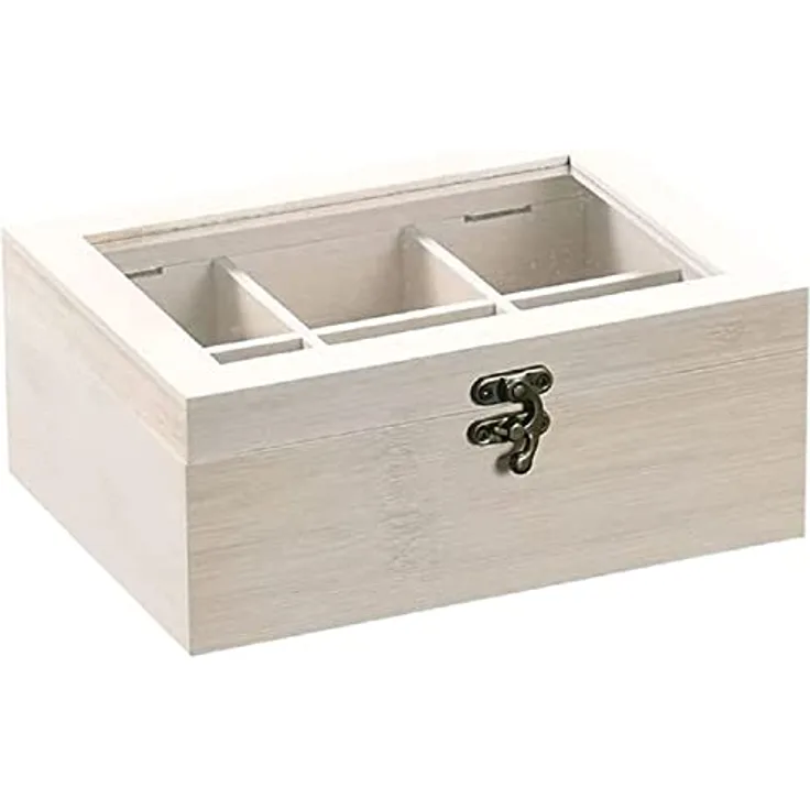 Kesper | Teebox, Material: FSC®-zertifizierter Bambus, Maße: 21,5 x 16 x 9 cm, Farbe: Cremeweiß | 57902