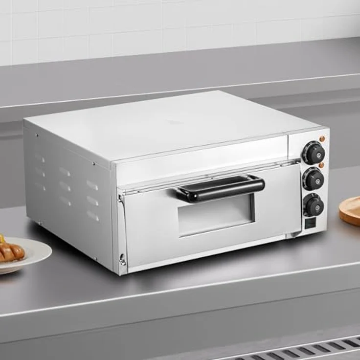 VEVOR Kommerzieller Pizzaofen FY-EP-1, elektrischer Edelstahl-Pizzaofen mit 406 mm Durchmesser, intelligente Temperatur- und Zeitsteuerung, Silber – Bild 8