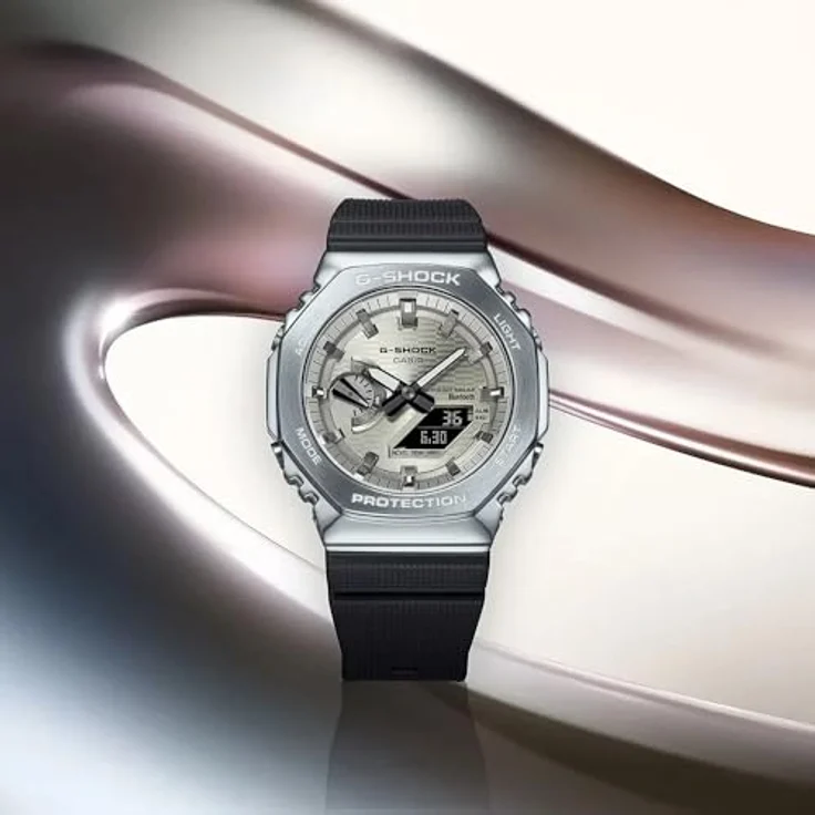 Casio G-Shock GBM-2100A-8BER, Herrenuhr Solar Bluetooth, analog-digital, weiß, Edelstahlgehäuse, Kunststoffarmband – Bild 6