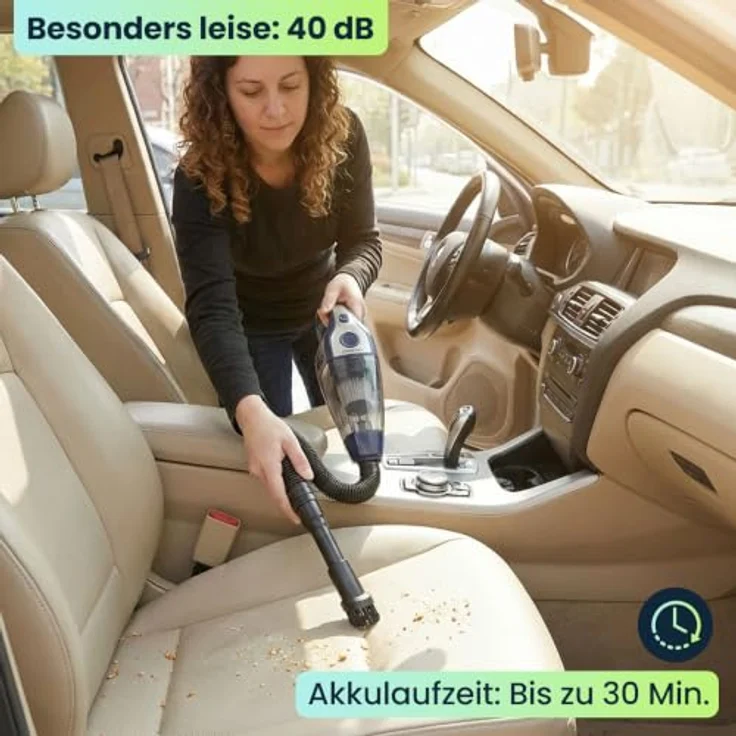ideoon Akku-Handsauger Mini, kabellos mit 6800 Pa Saugkraft, 2600 mAh Li-Ion Akku, leise und kompakt für Auto, Büro, Zuhause – Bild 4