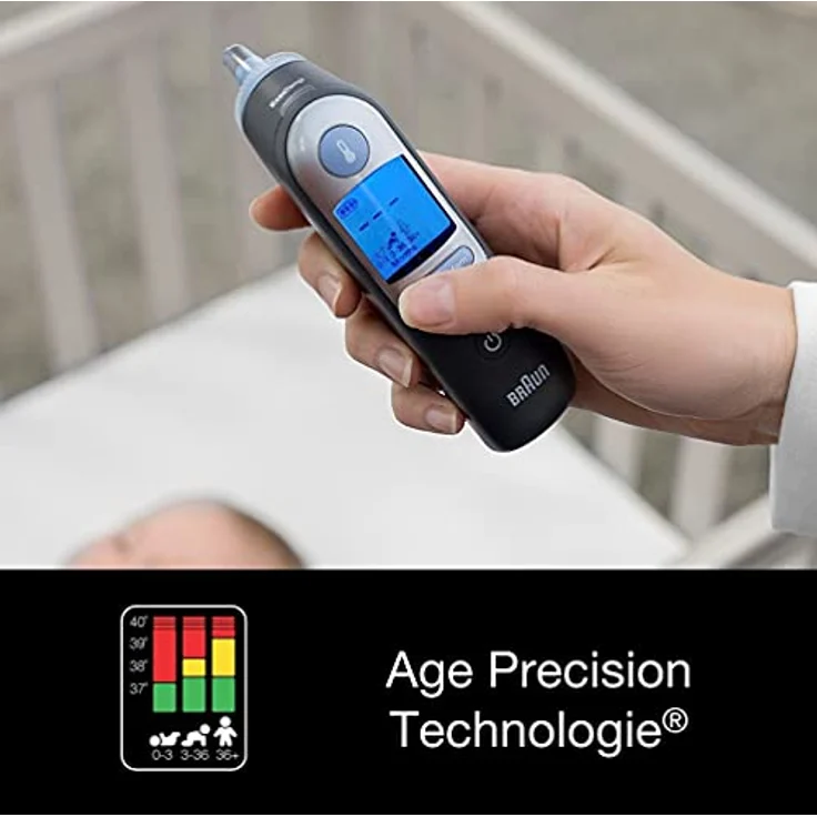 Braun ThermoScan 7 Ohrthermometer mit Age Precision IRT6520B inkl. 21 Einwegschutzkappen, schwarz – Bild 4