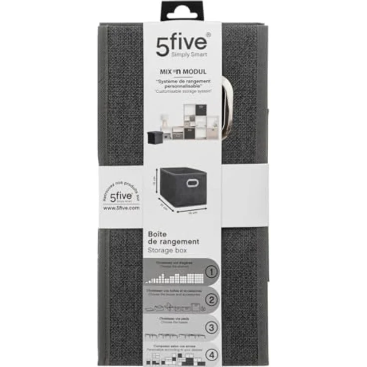 5five - stoffkorb 15x31cm "mix n modul" dunkelgrau meliert – Bild 3