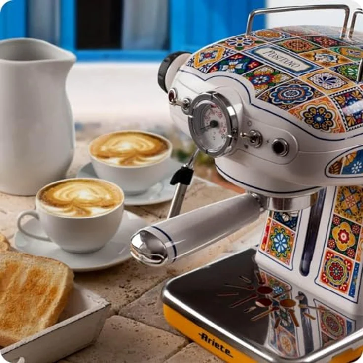 Ariete Espresso Positano Espresso-Automat - 15 Bar, inkl. Messlöffel und Milchaufschäumer, Capri-Stil – Bild 3