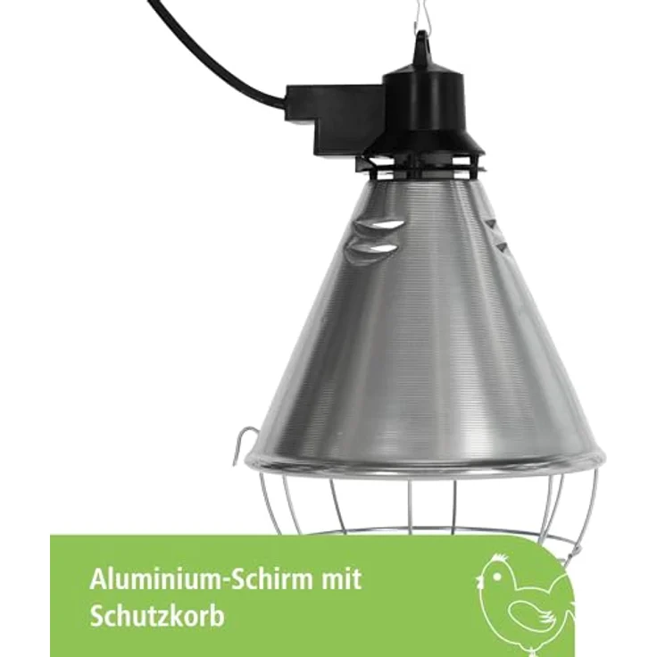 Kerbl Infrarot-Reflektor 175 W mit 5 m Kabel, Aluminiumschirm mit 6 Lüftungsschlitzen und 20 kg Tragkraft – Bild 2