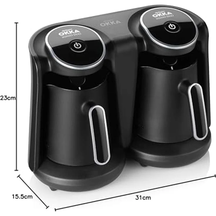 Arzum OK006-K OK006 OKKA Minio Duo Türkische Kaffeemaschine 8 Tassen Kaffee auf einmal, Plastic, Schwarz – Bild 3