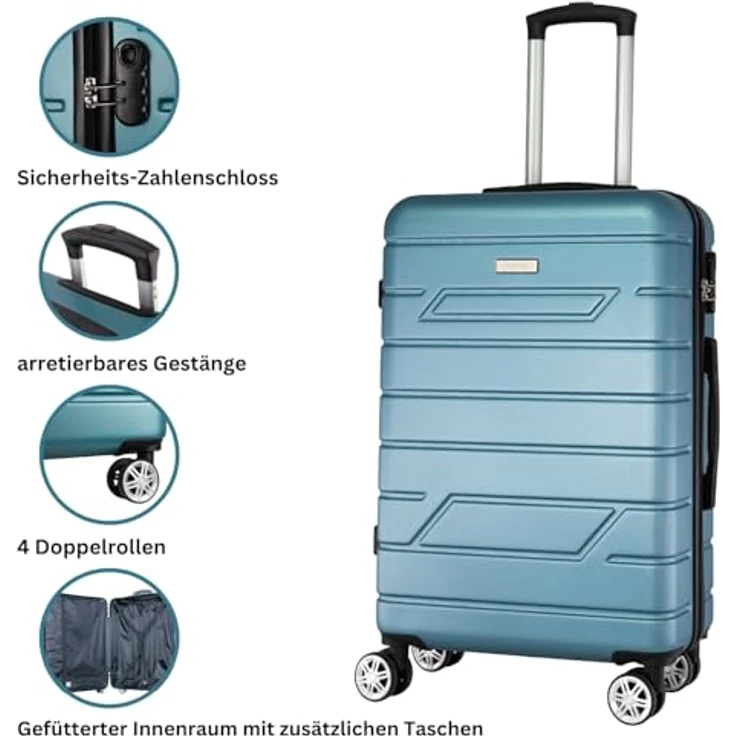 Nowi Bergamo 4 Rollen Kabinentrolley 56 cm, (37.40 l, S) in stilvollem Design, schwarz – Bild 2