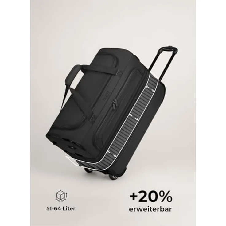 Redolz Duffle Essentials 2-Rollen Reisetasche 55 cm M mit Dehnfalte black – Bild 4
