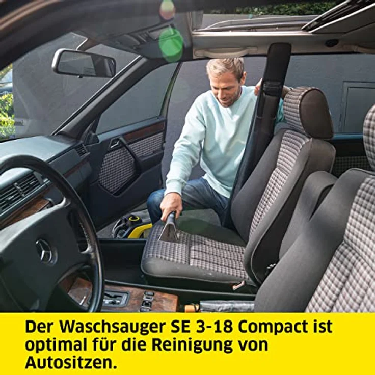 Kärcher SE 3-18 Compact Akku-Waschsauger (Integrierter Sprühschlauch, extra Wasch- und Fugendüse zur Polsterreinigung, 75 mm Arbeitsbreite, Durchspülfunktion, Autoreinigung, ohne Akku und Ladegerät) – Bild 3