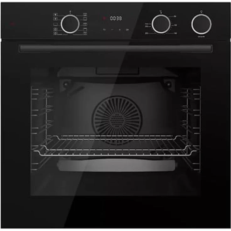 BÖHME Einbaubackofen HB60F78DL, Schwarz Glas mit Heißluft AirFry und Dampfunterstützung, 73 L Volumen, Energieeffizienzklasse A – Bild 1